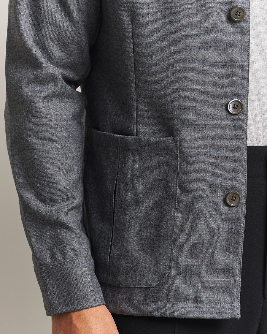 Heren | Overhemden | Stenströms | Wool Overshirt Grey