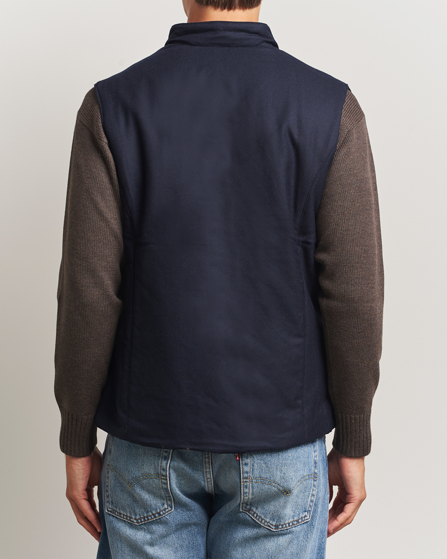 Heren | Gilets | Stenströms | Wool Alcantara Detail Light Padded Vest Navy