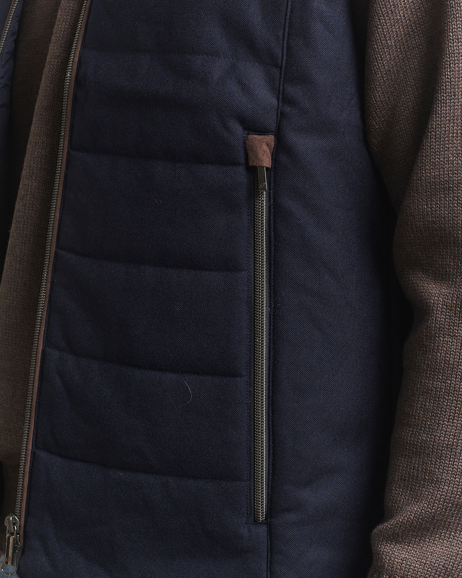 Heren | Gilets | Stenströms | Wool Alcantara Detail Light Padded Vest Navy