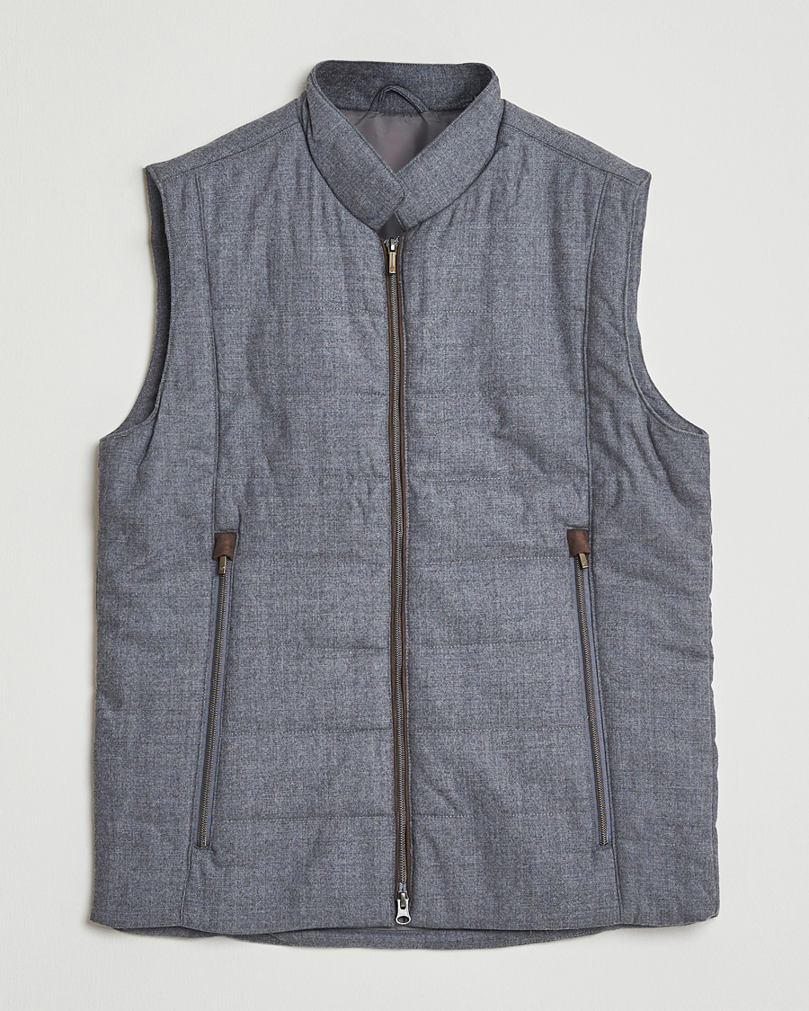 Heren | Gilets | Stenströms | Wool Alcantara Detail Light Padded Vest Grey