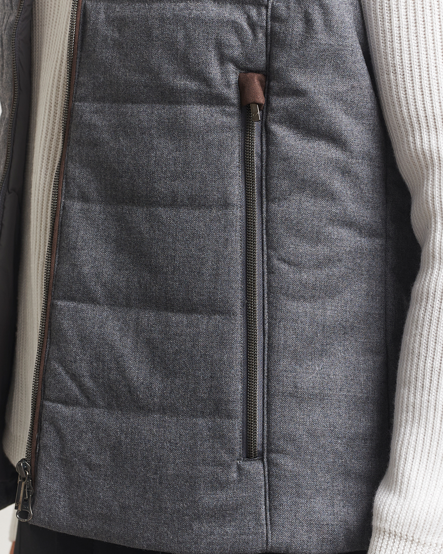 Heren | Gilets | Stenströms | Wool Alcantara Detail Light Padded Vest Grey