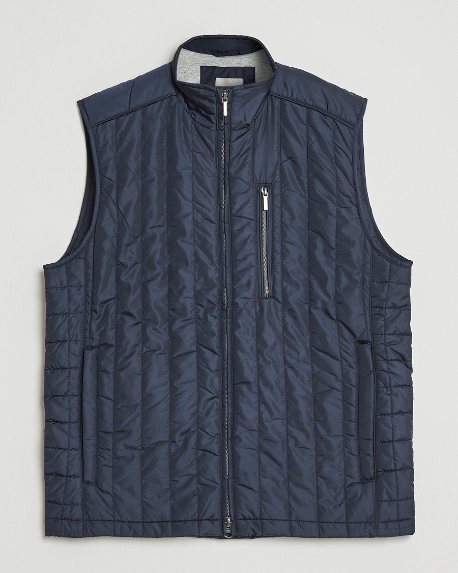 Heren | Gilets | Stenströms | Nylon Quilted Light Padded Vest Navy