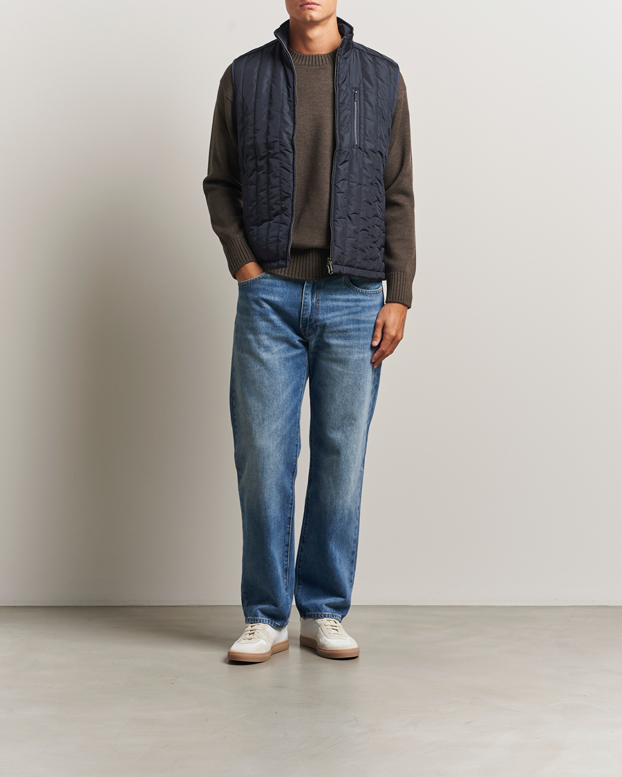 Heren | Gilets | Stenströms | Nylon Quilted Light Padded Vest Navy