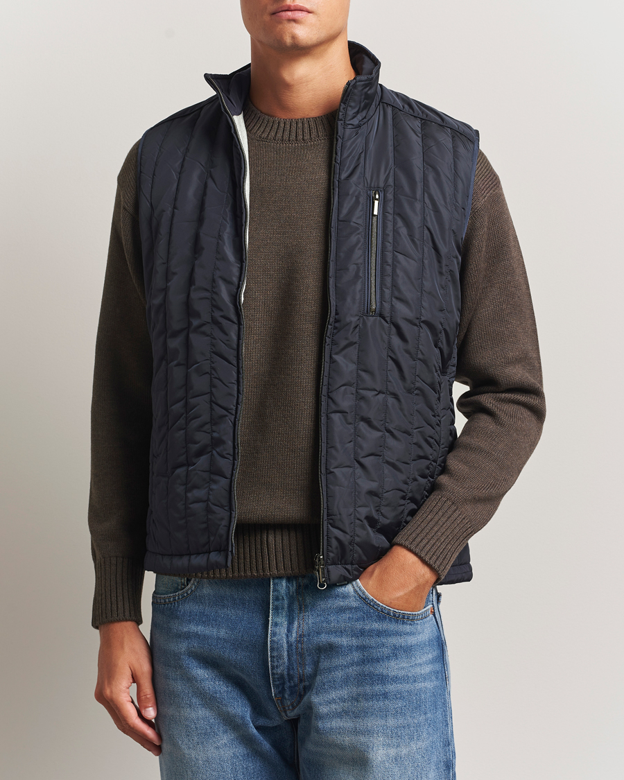 Heren | Gilets | Stenströms | Nylon Quilted Light Padded Vest Navy