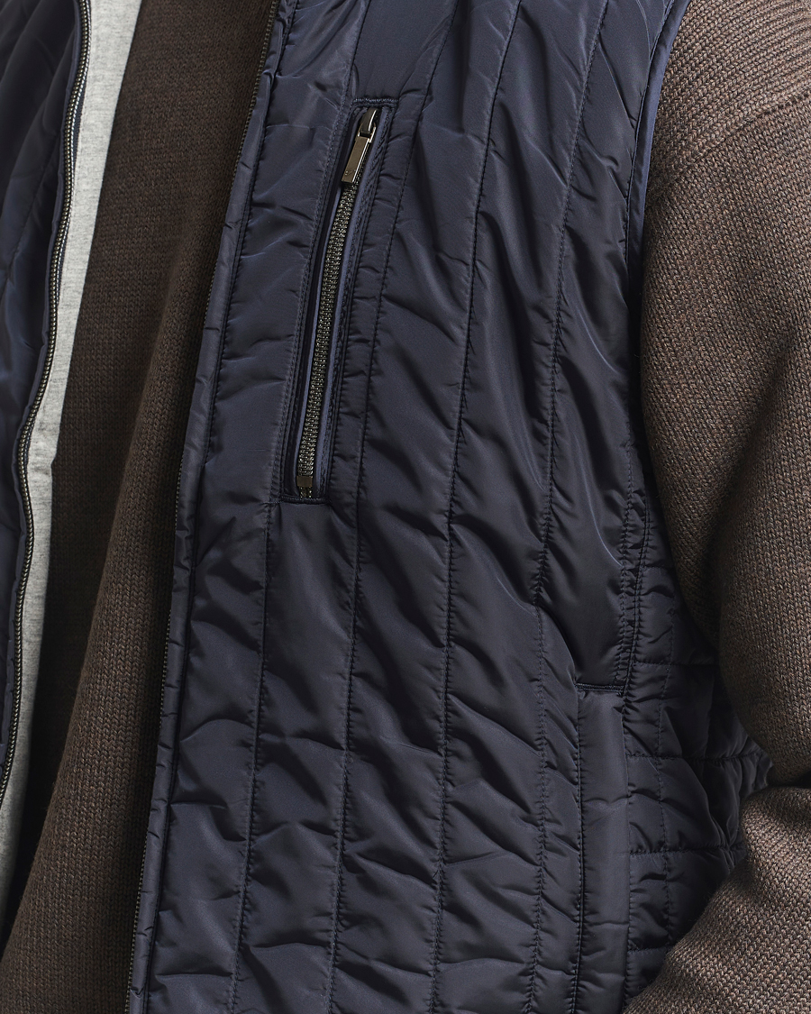 Heren | Gilets | Stenströms | Nylon Quilted Light Padded Vest Navy