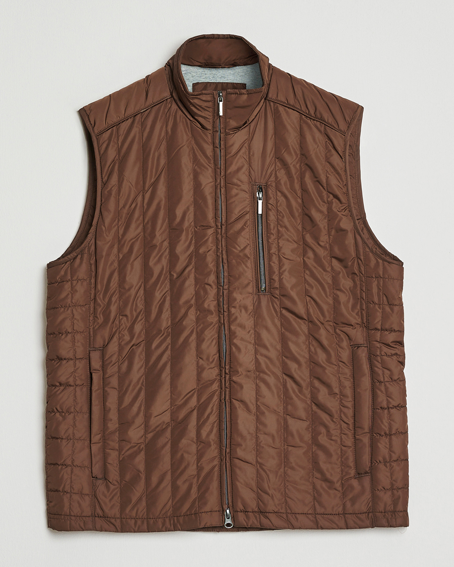 Heren | Gilets | Stenströms | Nylon Quilted Light Padded Vest Brown