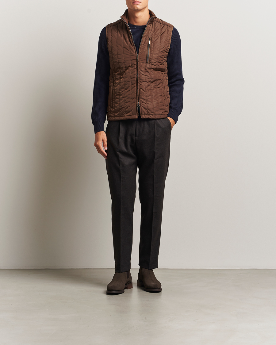 Heren | Gilets | Stenströms | Nylon Quilted Light Padded Vest Brown