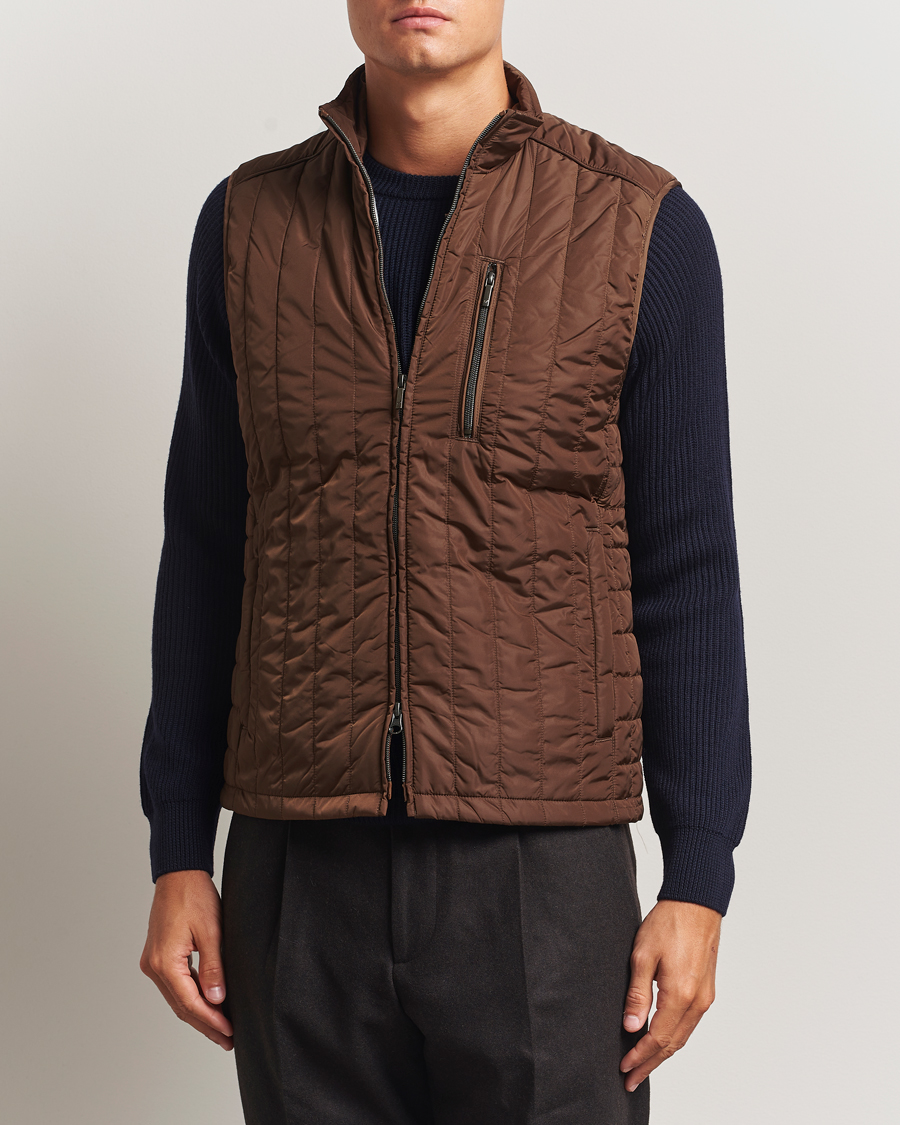 Heren | Gilets | Stenströms | Nylon Quilted Light Padded Vest Brown