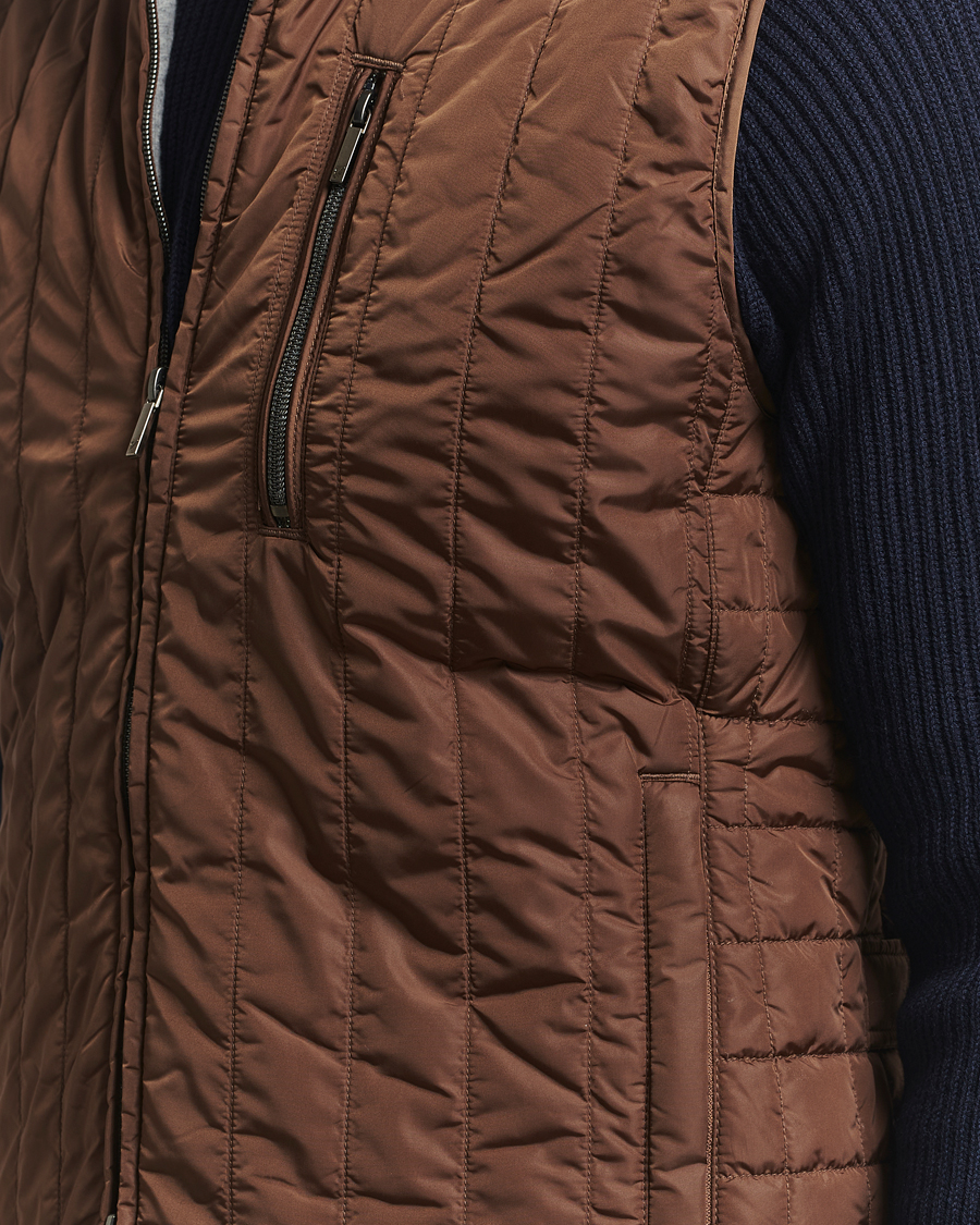 Heren | Gilets | Stenströms | Nylon Quilted Light Padded Vest Brown
