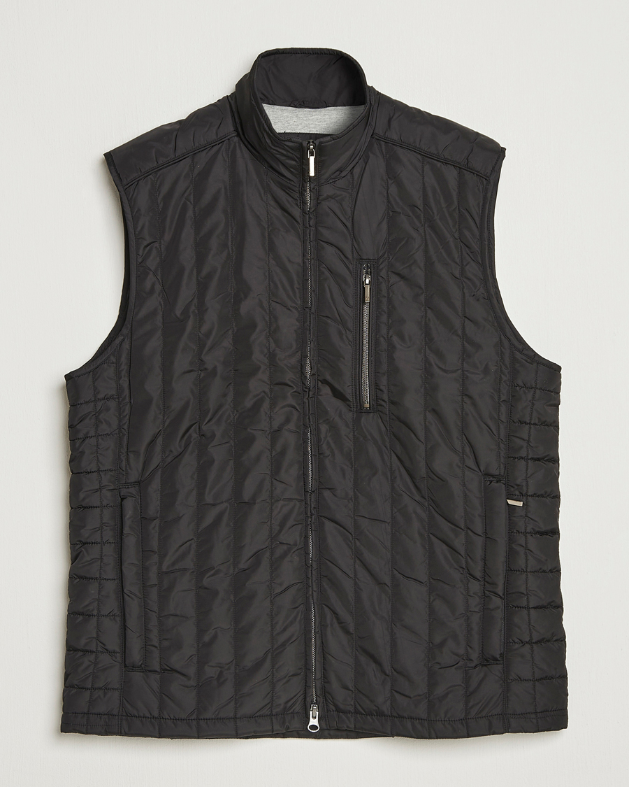 Heren | Gilets | Stenströms | Nylon Quilted Light Padded Vest Black