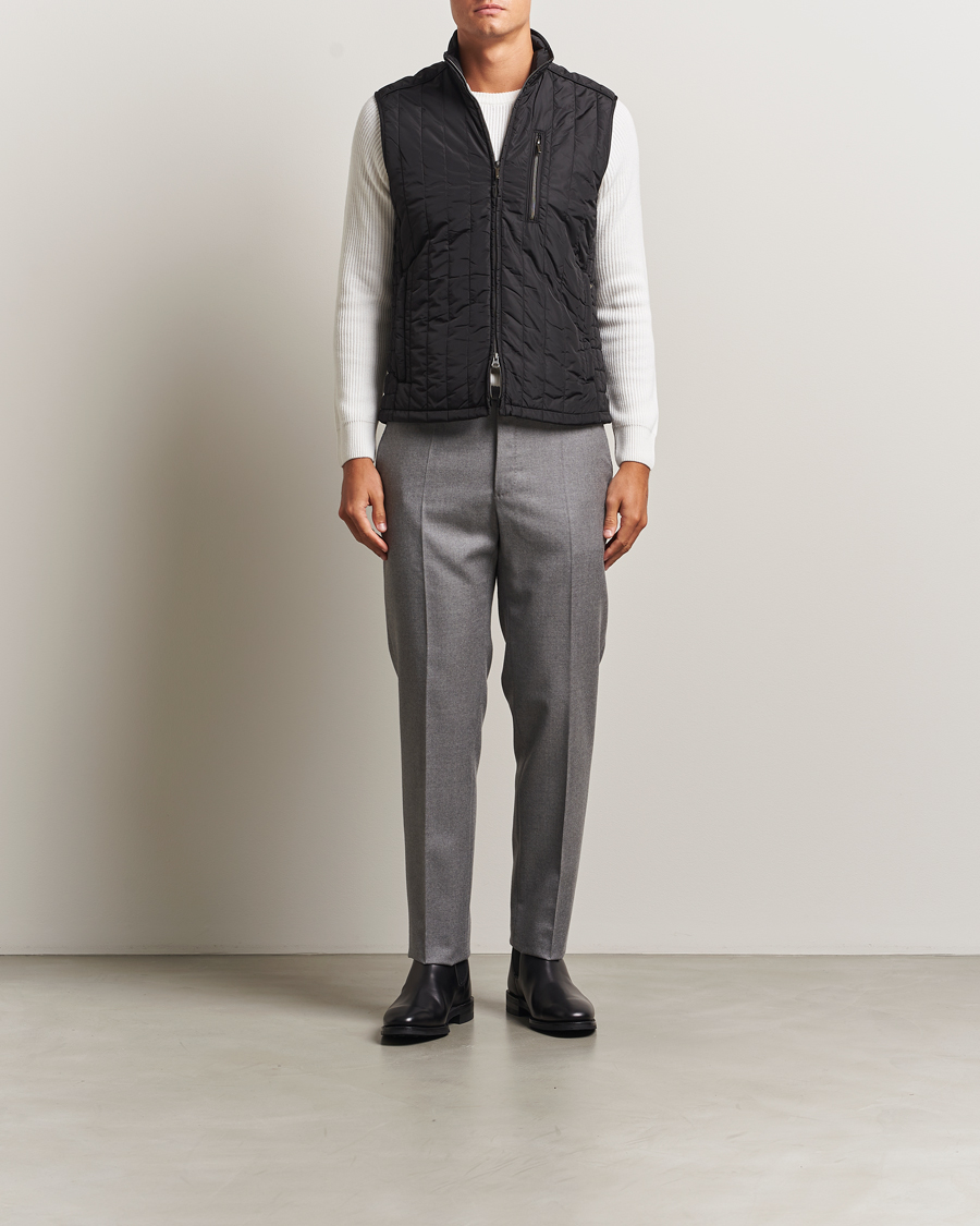 Heren | Gilets | Stenströms | Nylon Quilted Light Padded Vest Black