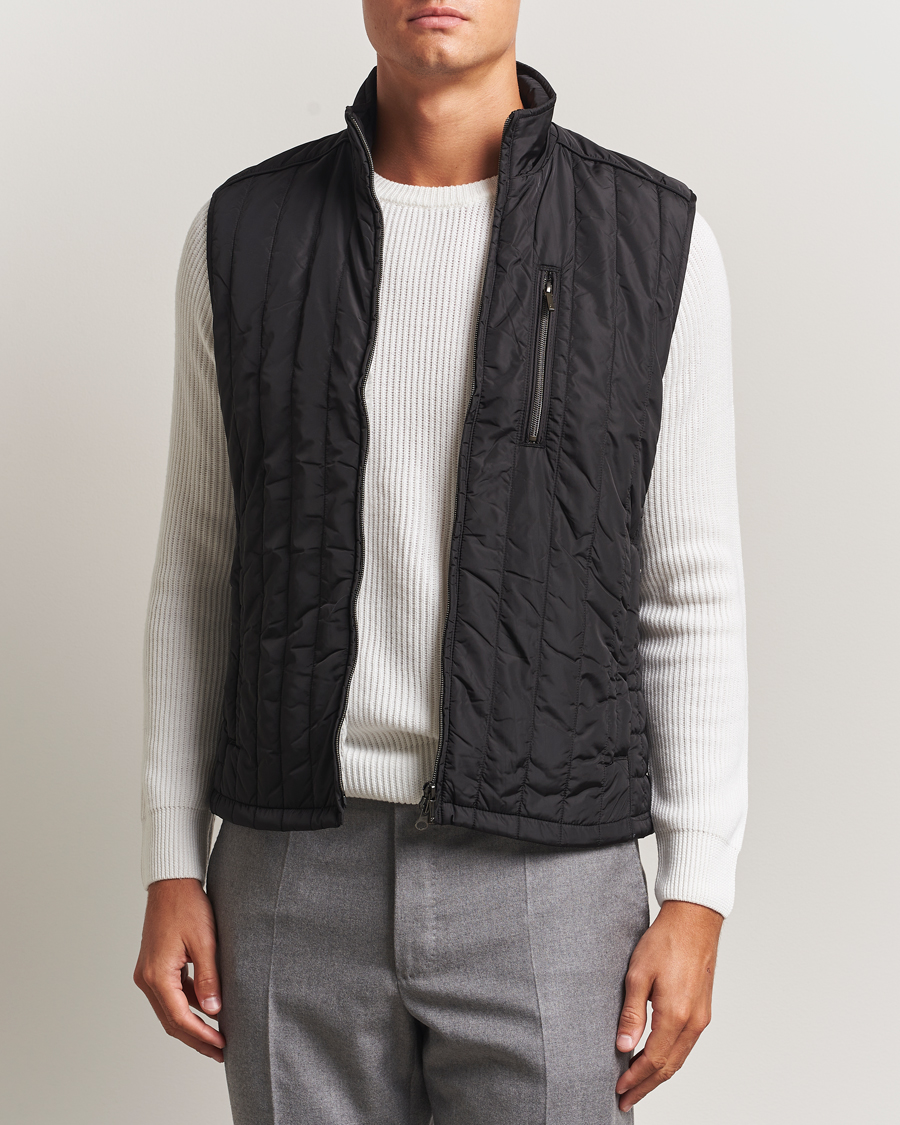 Heren | Gilets | Stenströms | Nylon Quilted Light Padded Vest Black