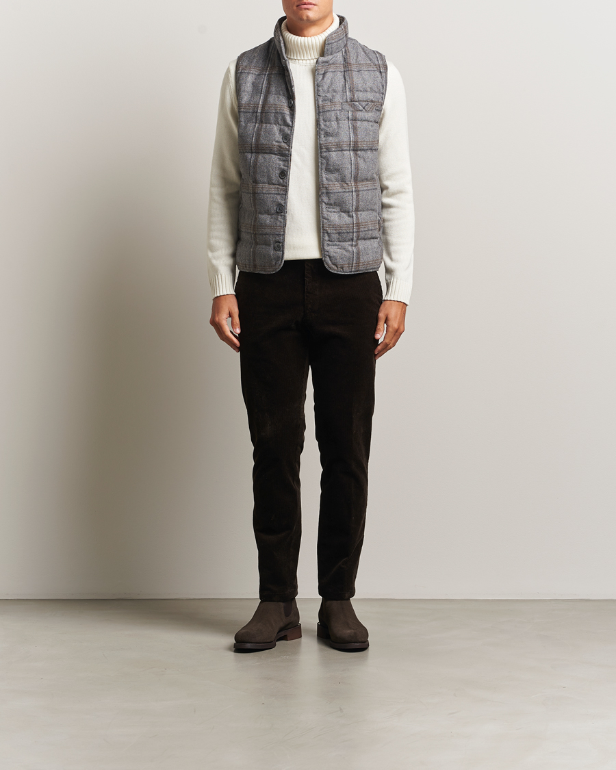 Heren | Gilets | Stenströms | Check Wool Padded Vest Grey