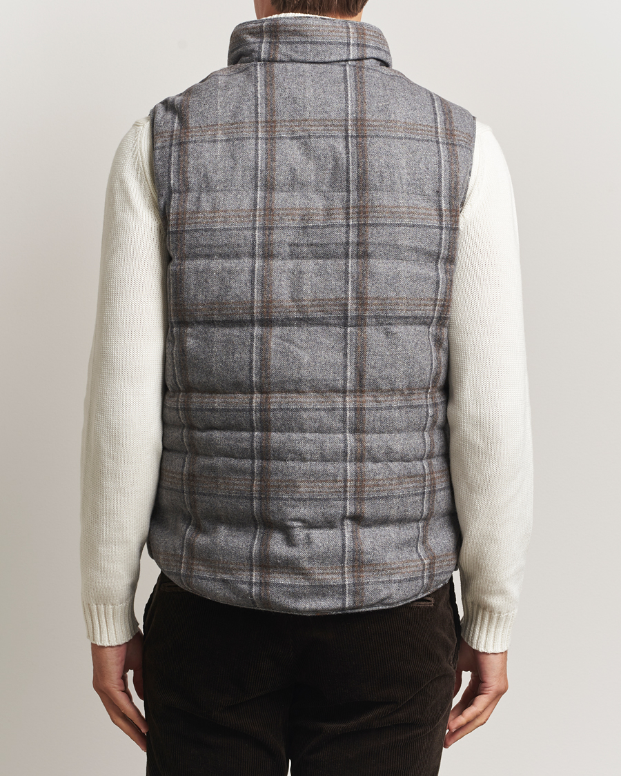 Heren | Gilets | Stenströms | Check Wool Padded Vest Grey