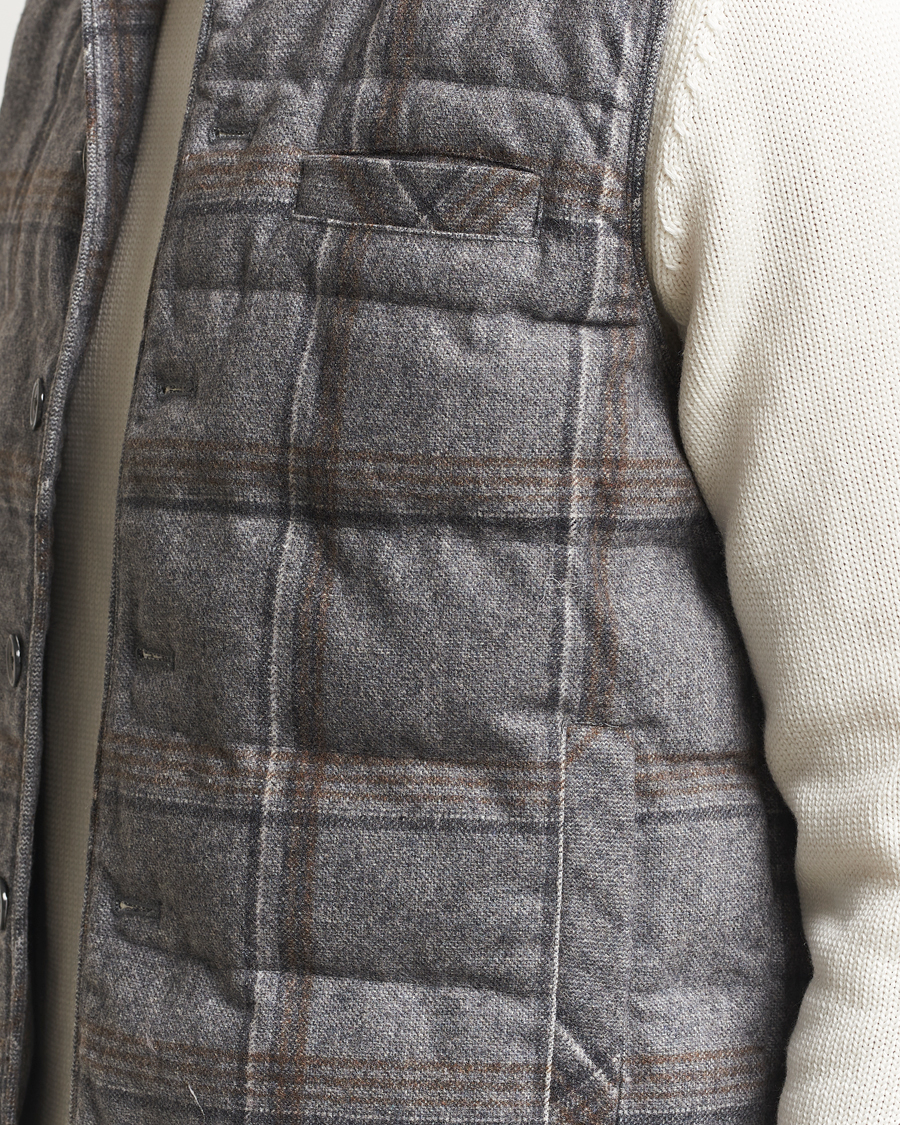 Heren | Gilets | Stenströms | Check Wool Padded Vest Grey