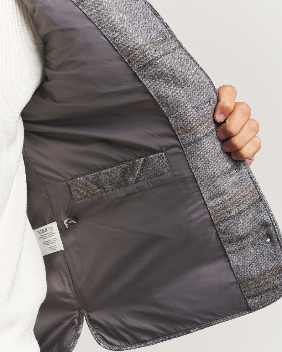 Heren | Gilets | Stenströms | Check Wool Padded Vest Grey
