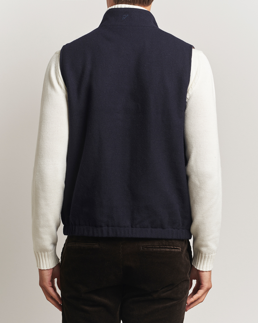 Heren | Gilets | Stenströms | Reversible Wool Vest Navy