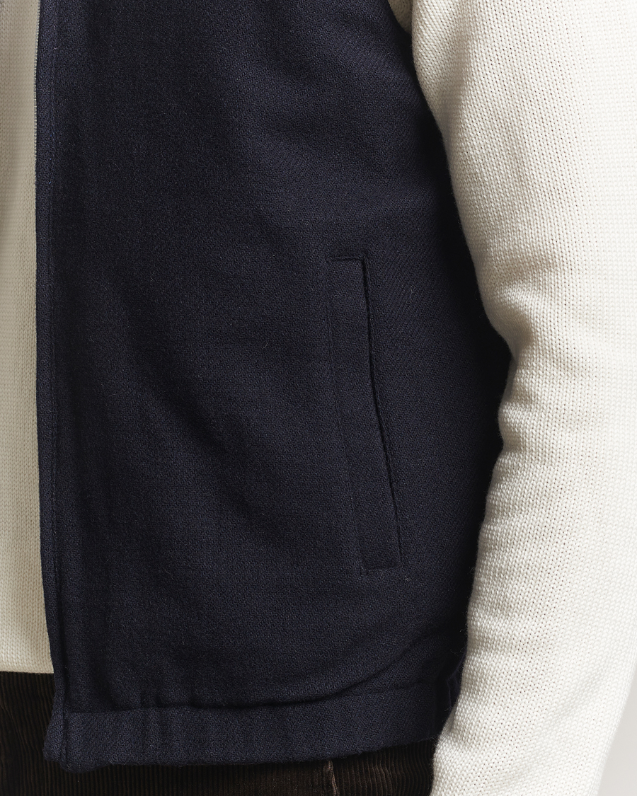 Heren | Gilets | Stenströms | Reversible Wool Vest Navy