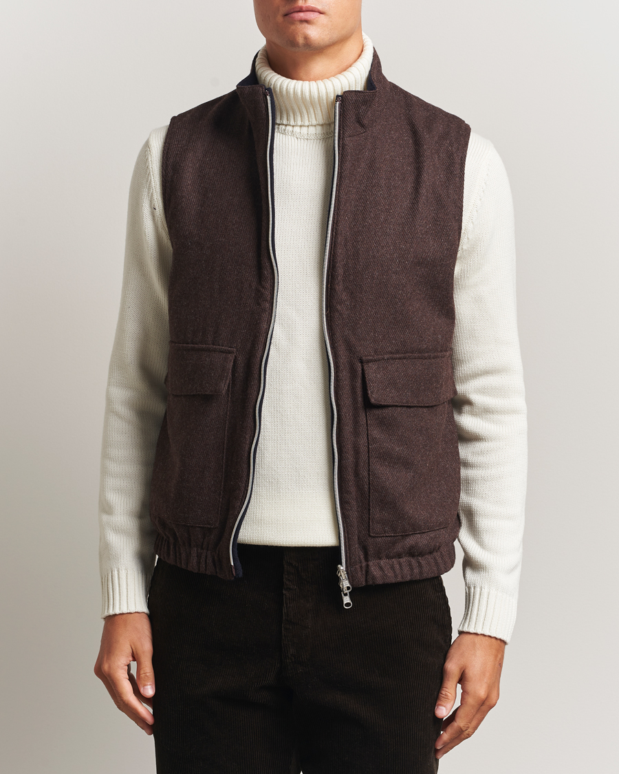 Heren | Gilets | Stenströms | Reversible Wool Vest Navy