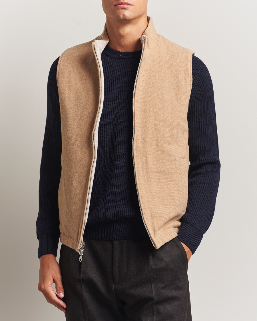 Heren | Gilets | Stenströms | Reversible Wool Vest Beige