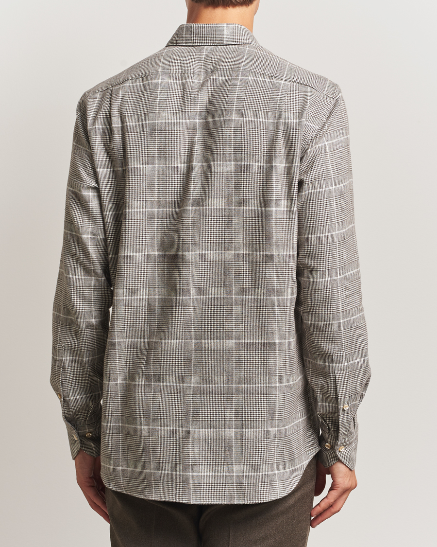 Heren | Overhemden | Stenströms | Regular Fit Glencheck Flannel Shirt Brown