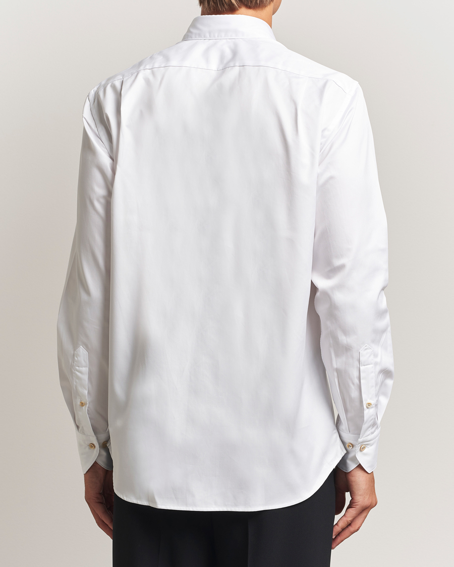 Heren | Overhemden | Stenströms | Regular Fit Cotton Twill Contrast Shirt White
