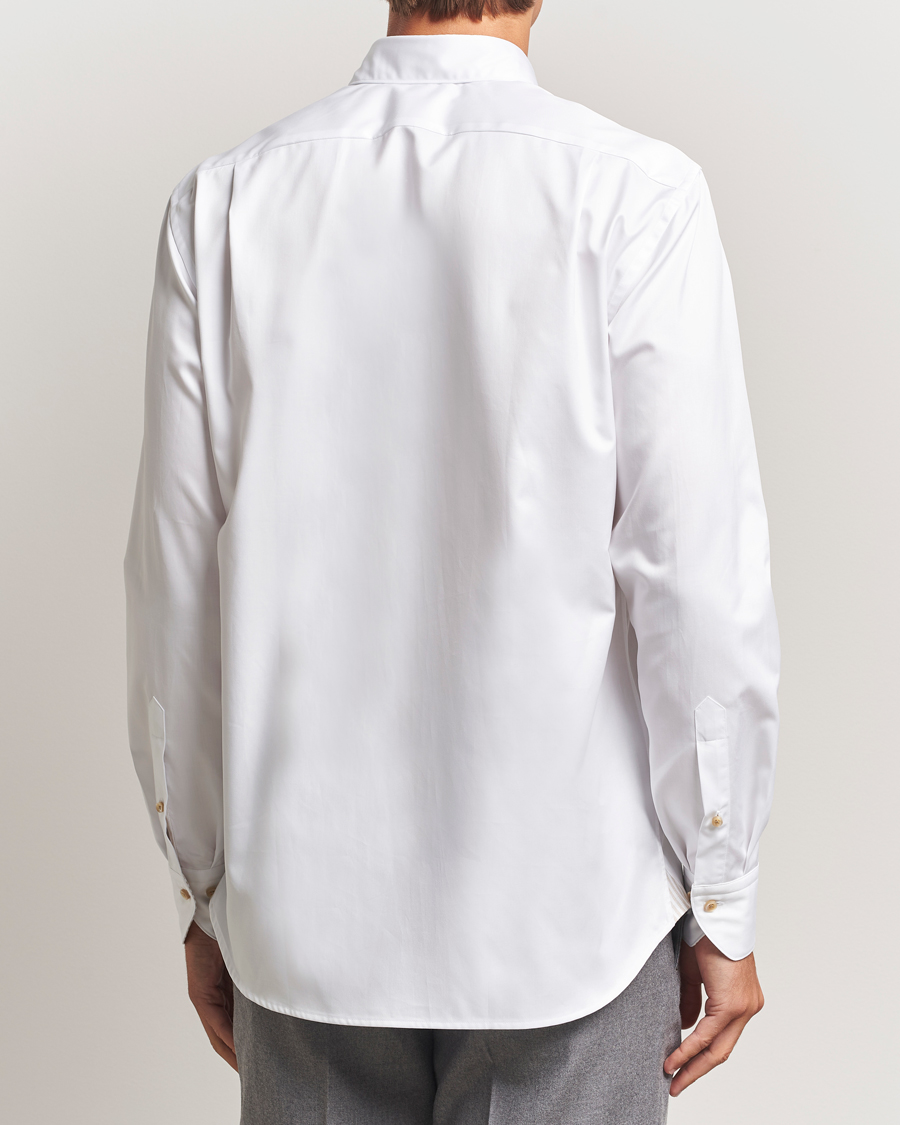 Heren | Overhemden | Stenströms | Regular Fit Cotton Twill Contrast Shirt White