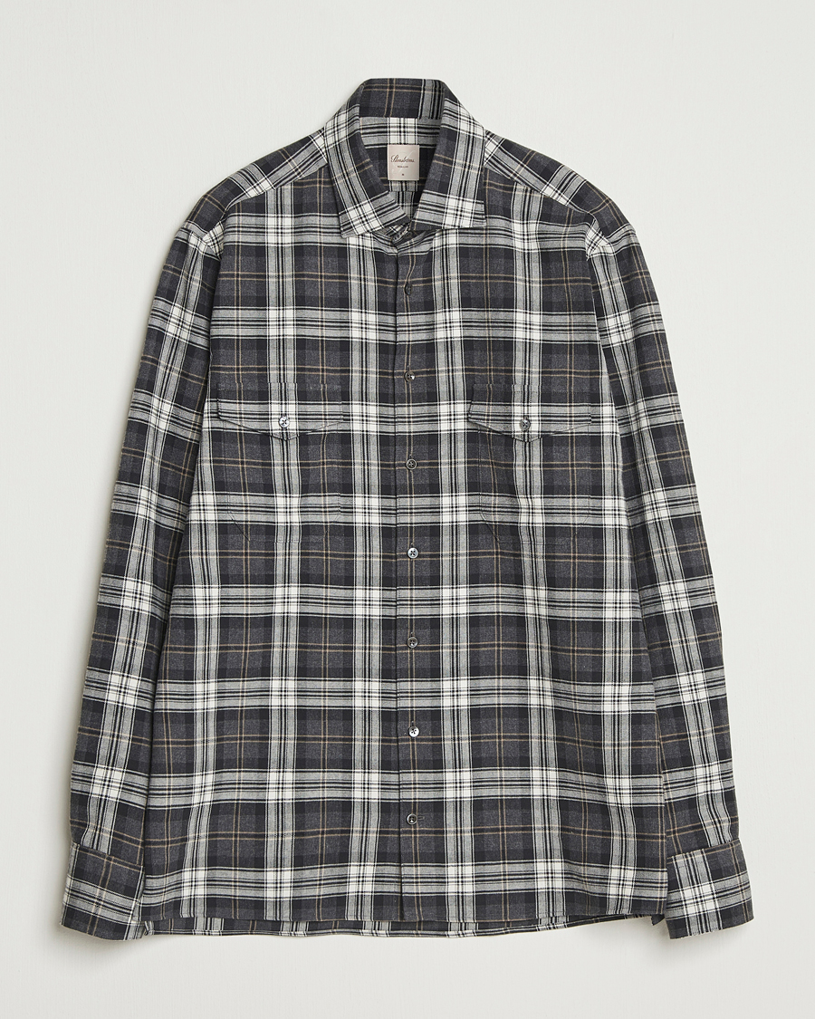 Heren | Overhemden | Stenströms | Regular Fit Checked Pocket Shirt Grey