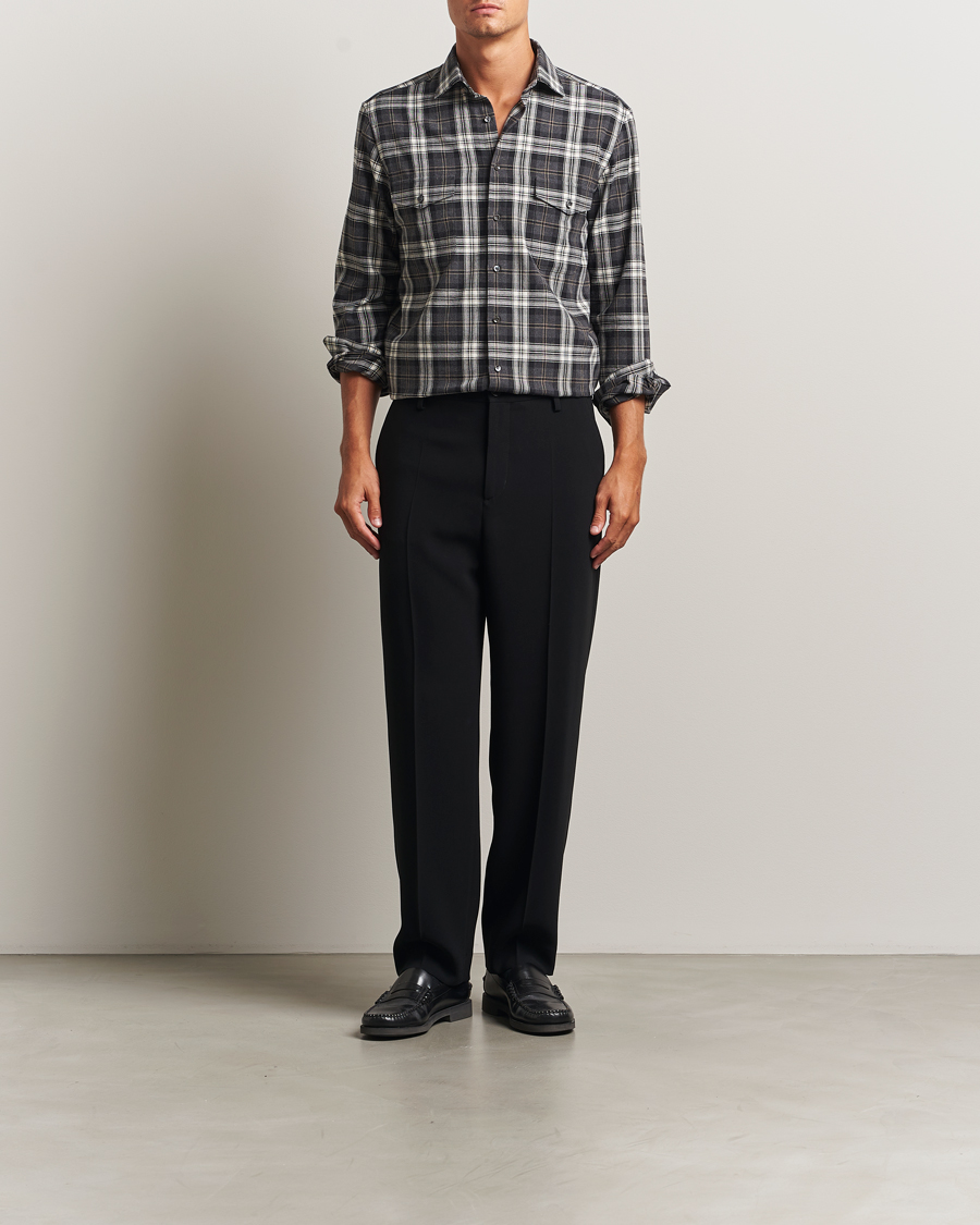 Heren | Overhemden | Stenströms | Regular Fit Checked Pocket Shirt Grey