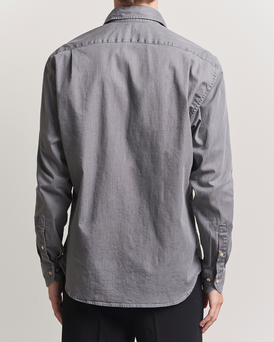 Heren | Overhemden | Stenströms | Regular Fit Garment Washed Denim Shirt Grey