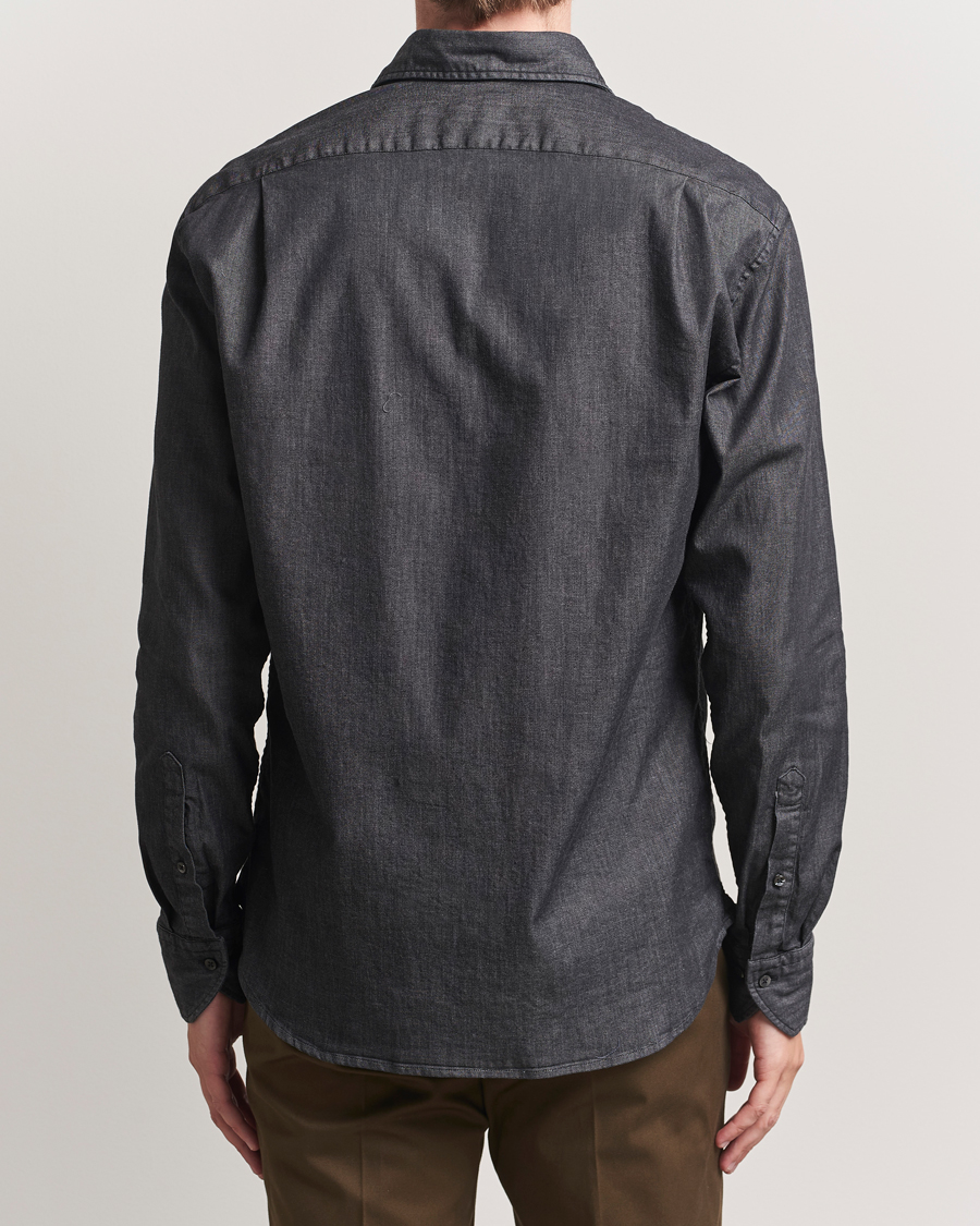 Heren | Overhemden | Stenströms | Regular Fit Garment Washed Denim Shirt Black