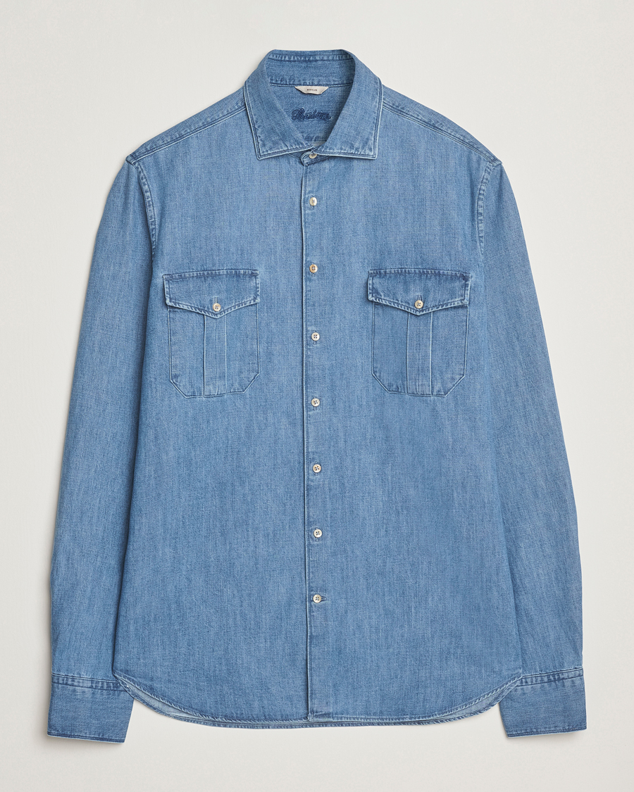 Heren | Overhemden | Stenströms | Regular Fit Pocket Denim Shirt Blue