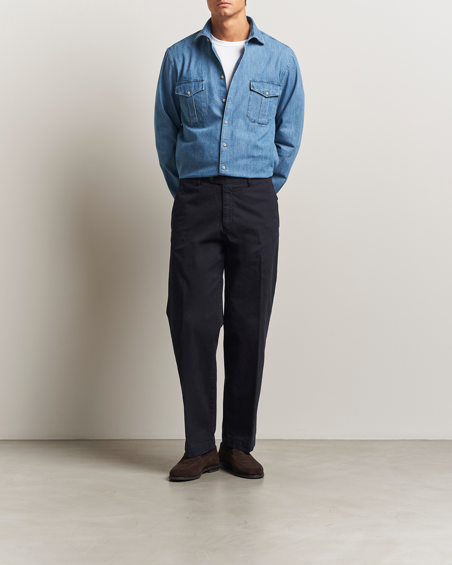 Heren | Overhemden | Stenströms | Regular Fit Pocket Denim Shirt Blue