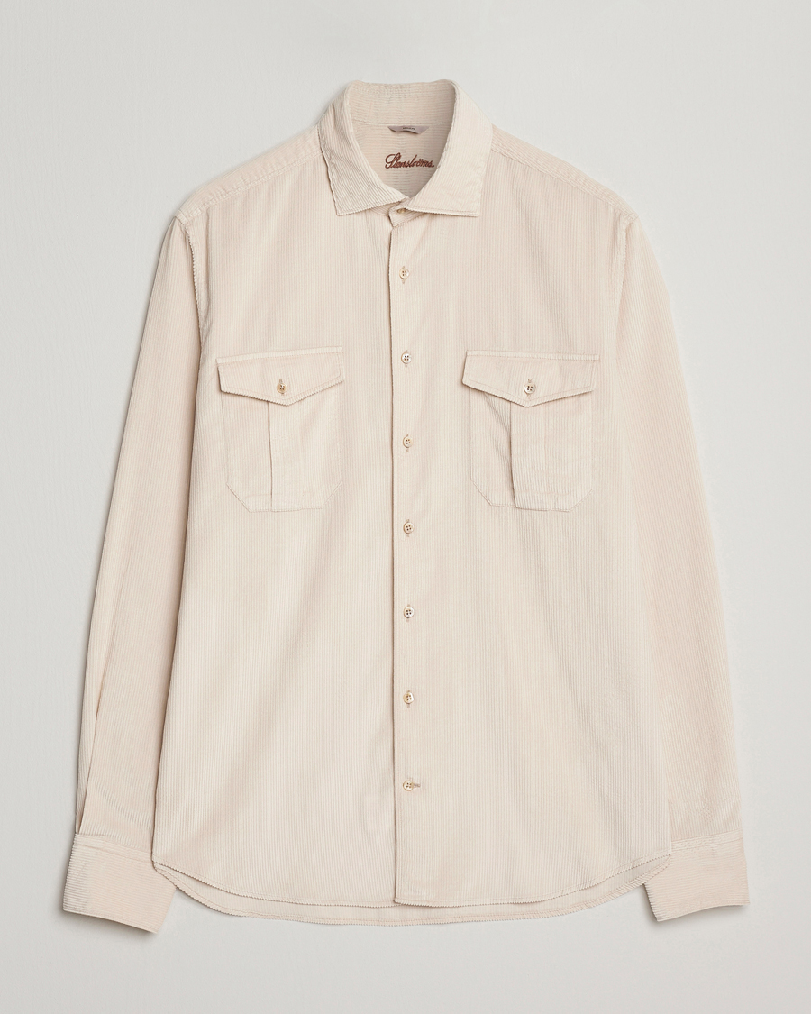 Heren | Overhemden | Stenströms | Regular Fit Cord Pocket Shirt Beige