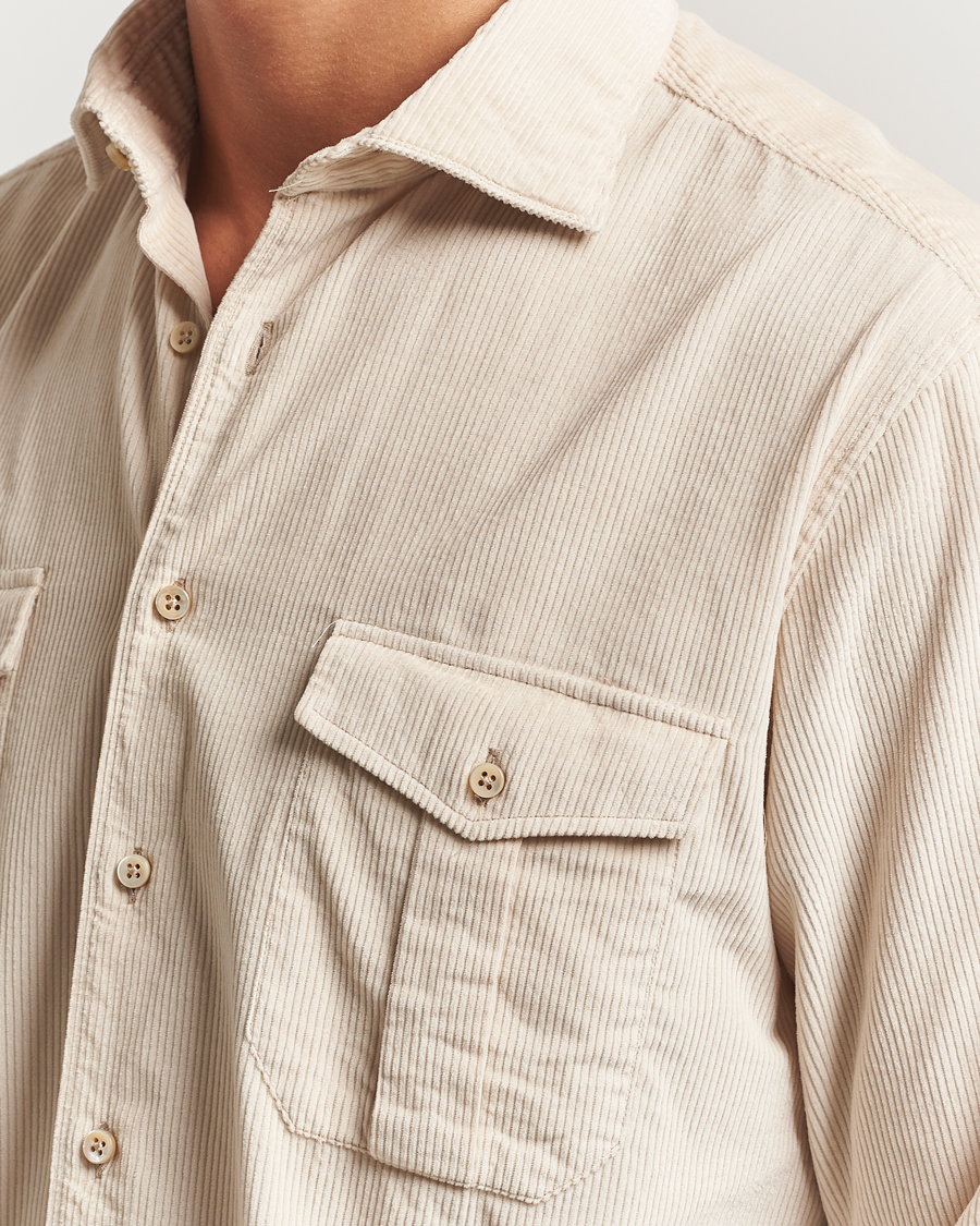Heren | Overhemden | Stenströms | Regular Fit Cord Pocket Shirt Beige