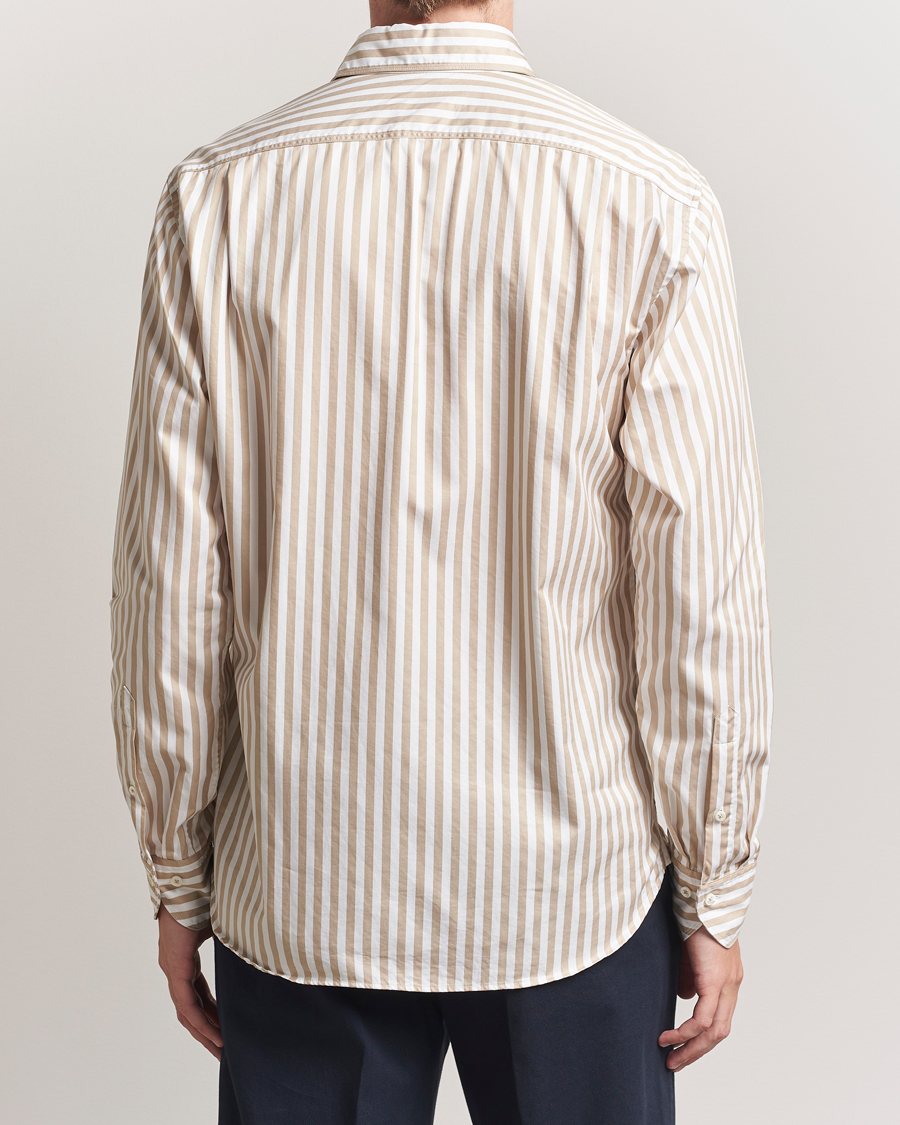 Heren | Overhemden | Stenströms | Regular Fit Washed Large Stripe Shirt White/Beige