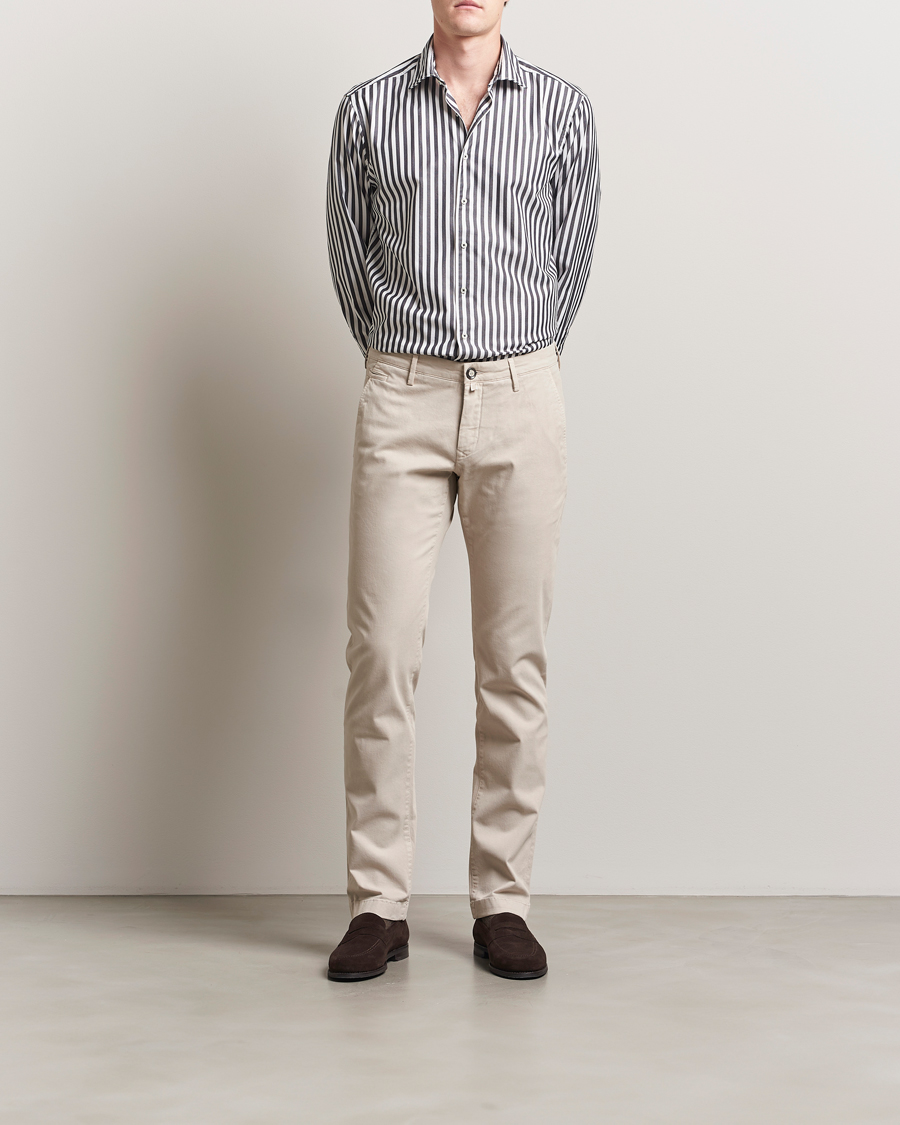 Heren | Overhemden | Stenströms | Regular Fit Washed Large Stripe Shirt White/Black