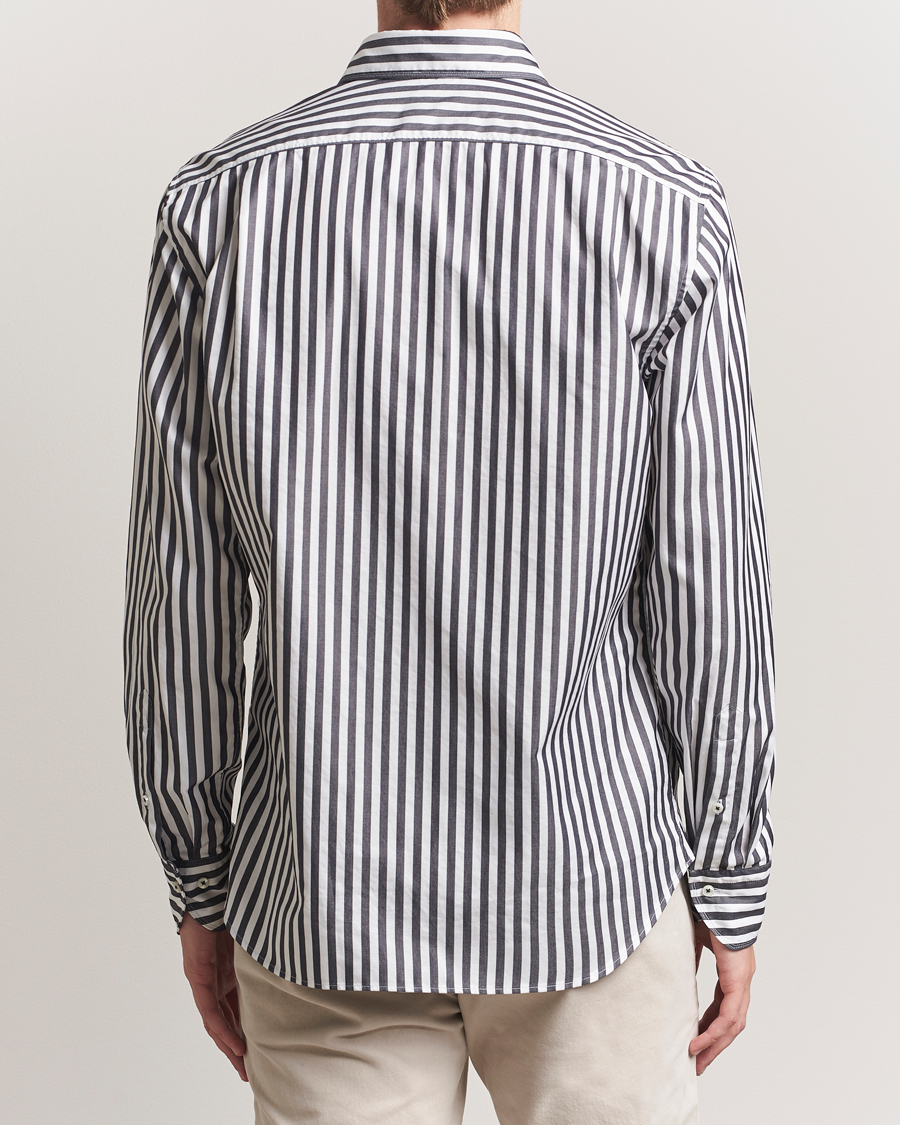 Heren | Overhemden | Stenströms | Regular Fit Washed Large Stripe Shirt White/Black