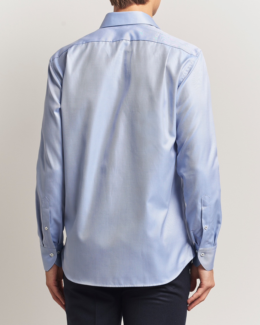 Heren | Overhemden | Stenströms | Regular Fit Superior Twill Contrast Shirt Blue