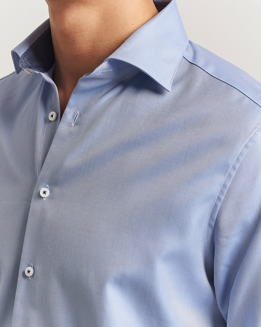 Heren | Overhemden | Stenströms | Regular Fit Superior Twill Contrast Shirt Blue