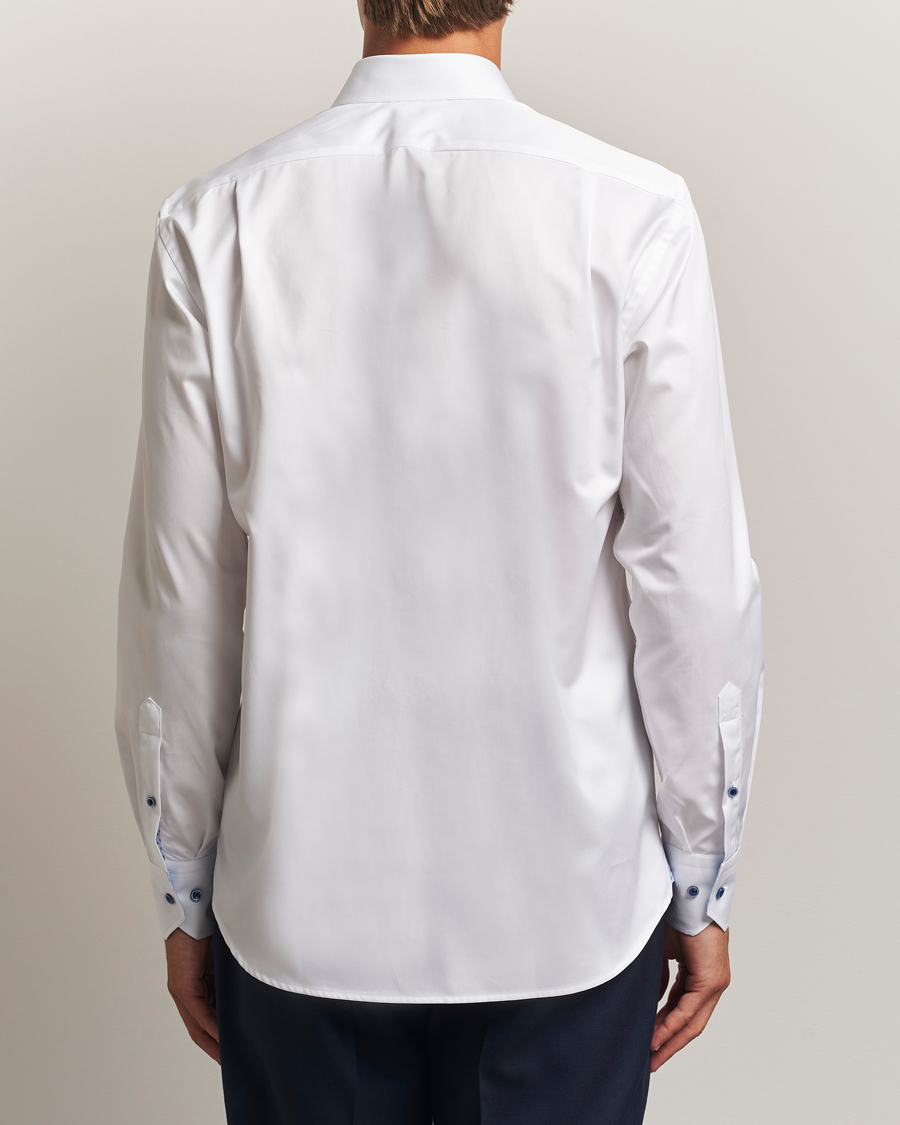 Heren | Overhemden | Stenströms | Regular Fit Cotton Twill Contrast Shirt White