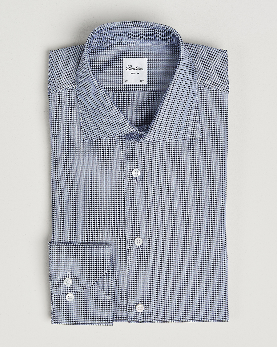 Heren | Overhemden | Stenströms | Regular Fit Woven Structure Shirt Blue