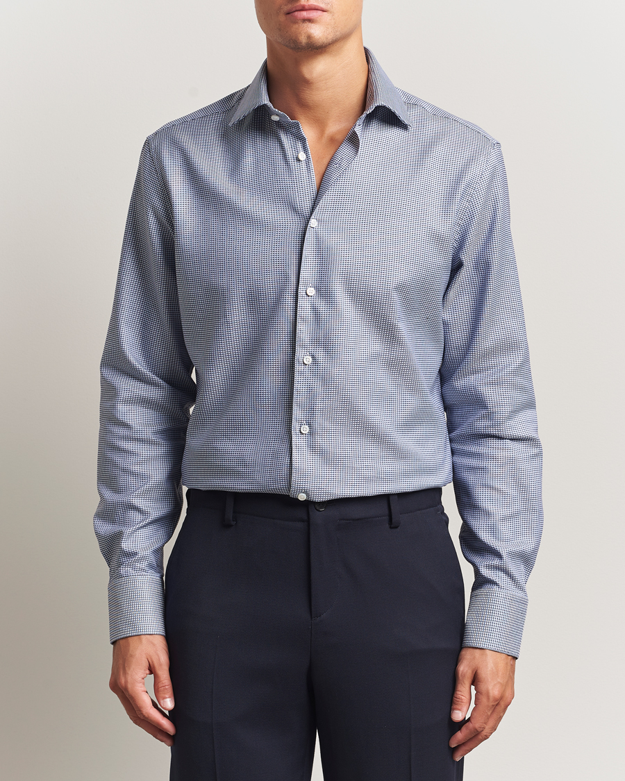 Heren | Overhemden | Stenströms | Regular Fit Woven Structure Shirt Blue