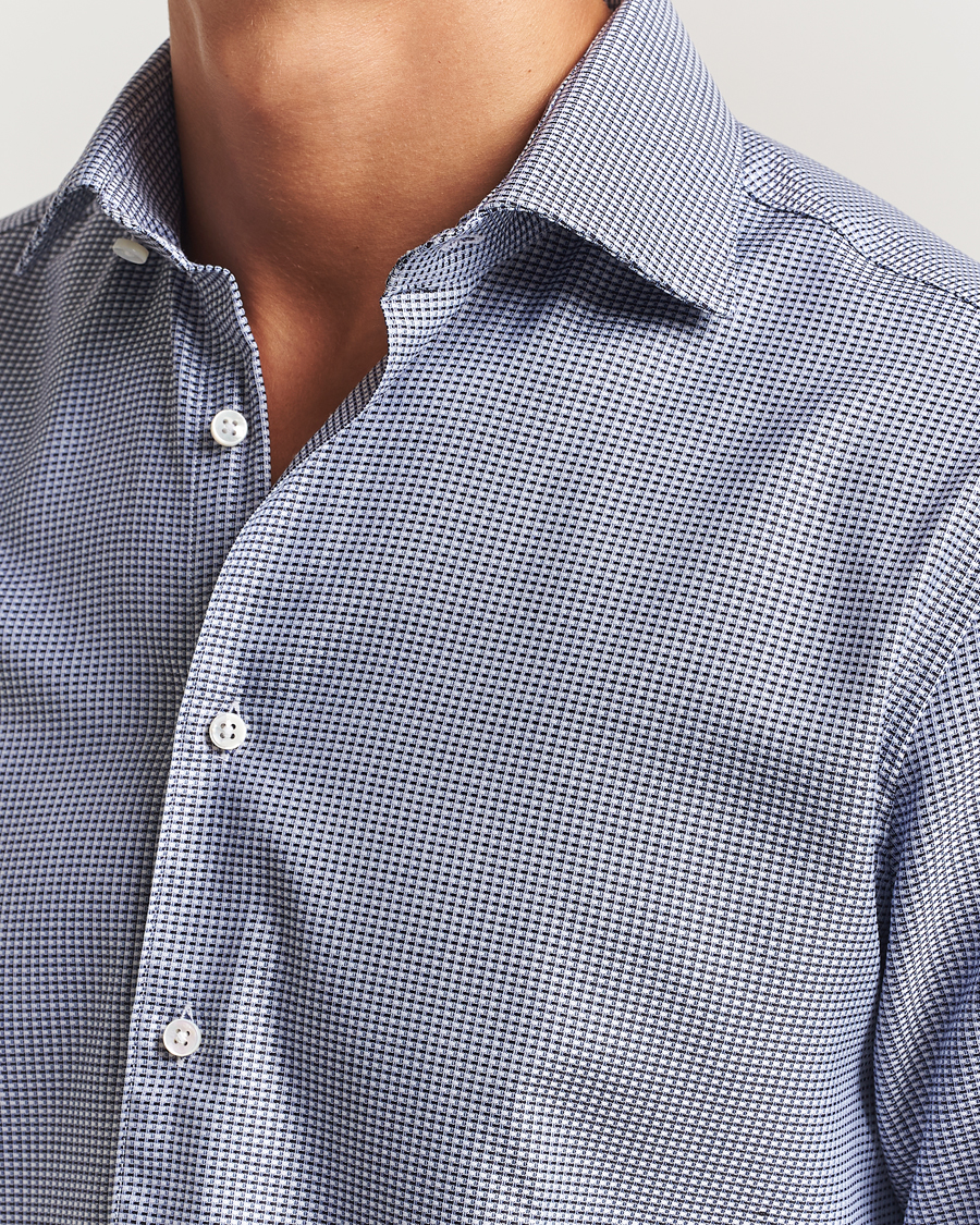 Heren | Overhemden | Stenströms | Regular Fit Woven Structure Shirt Blue