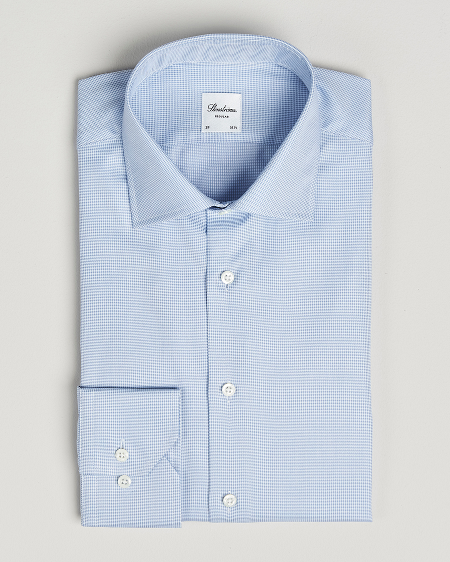 Heren | Overhemden | Stenströms | Regular Fit Small Houndstooth Shirt Blue