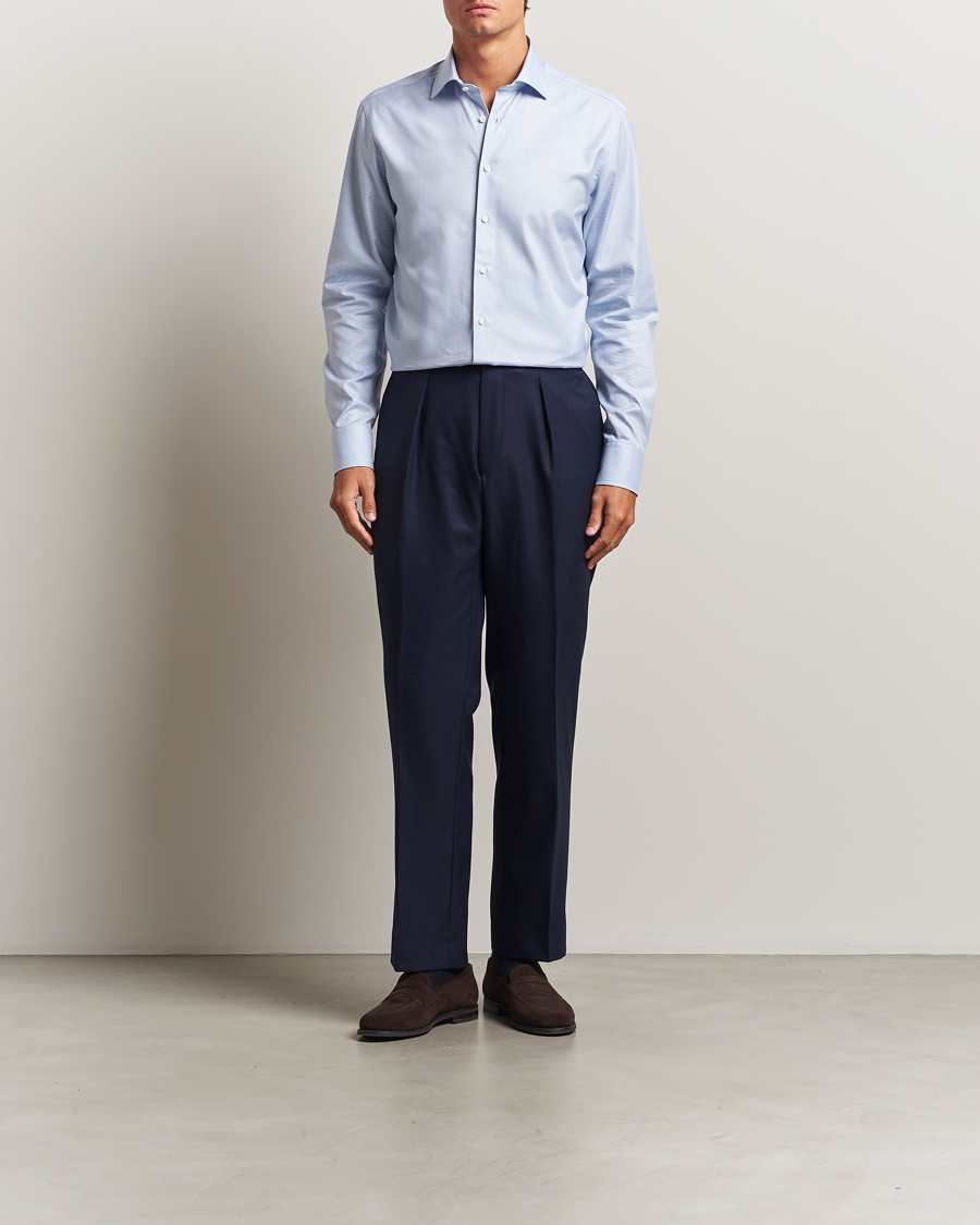 Heren | Overhemden | Stenströms | Regular Fit Small Houndstooth Shirt Blue