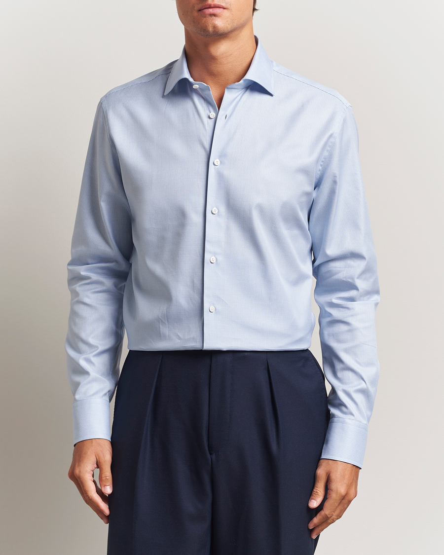 Heren | Overhemden | Stenströms | Regular Fit Small Houndstooth Shirt Blue