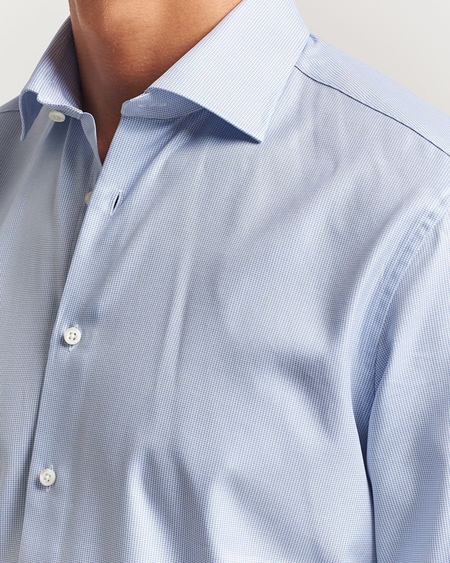 Heren | Overhemden | Stenströms | Regular Fit Small Houndstooth Shirt Blue