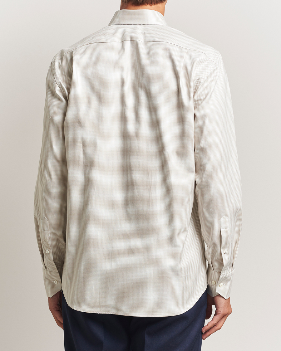 Heren | Overhemden | Stenströms | Regular Fit Houndstooth Cut Away Shirt Beige