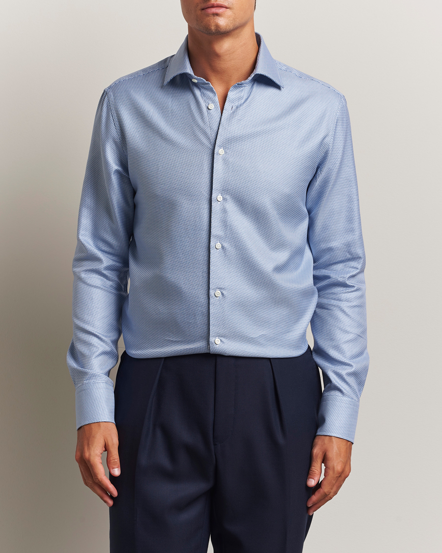 Heren | Overhemden | Stenströms | Regular Fit Diagonal Cut Away Shirt Blue